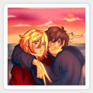 Ash and Eiji sunset Sticker